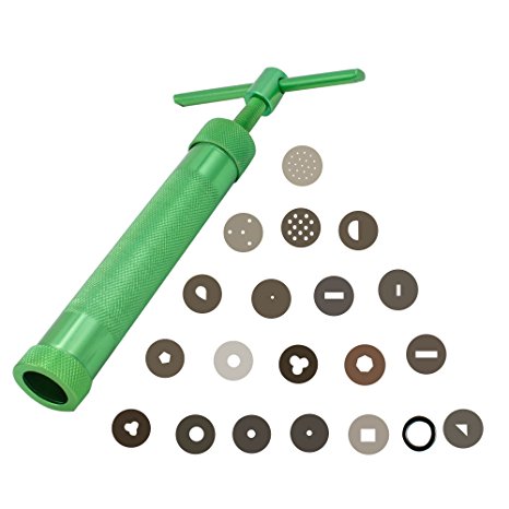 Wisehands Professional Clay Extruder with 20 Unique Disc Designs, Lightweight, Made of Zinc Alloy, Color Green