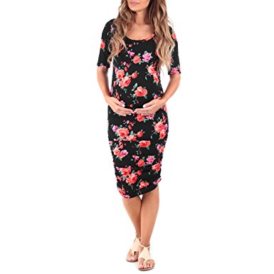 Women's Ruched Maternity Dress by Mother Bee - Made in USA