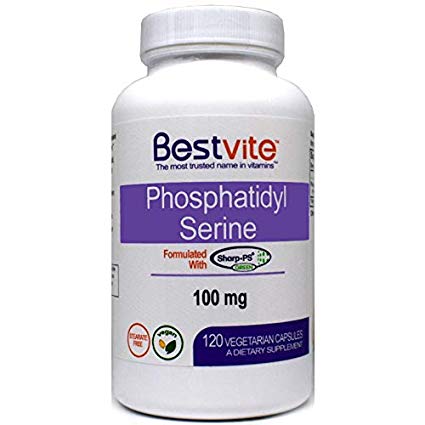 Phosphatidylserine 100mg (120 Vegetarian Capsules) with Sharp-PS® Green - Patented and Clinically Tested - Strearate Free - Soy Free - Gluten Free - Vegan - Non GMO