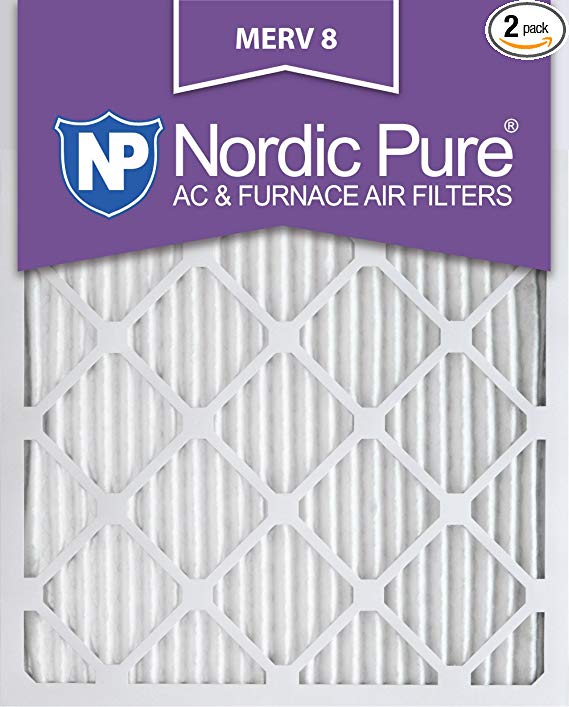 Nordic Pure 14x25x1M8-2 MERV 8 AC Furnace Filter 14x25x1 Pleated Merv 8 AC Furnace Filters Qty 2