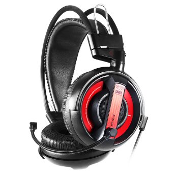 GranVela® H007 Gaming Headset 3.5mm Stereo Headphones with Enhanced Bass, In-line Control and Microphone for PC Computer Game -Red