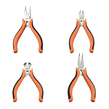 Neiko 02074A Mini Plier Set With Soft Grip, 4 Piece | Spring-Action Control | Hardened Steel