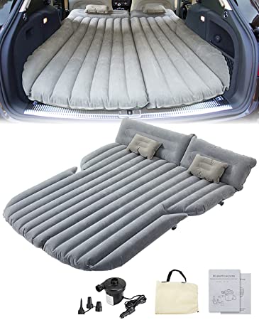 JoyTutus SUV Air Mattress, Camping Mattress, Car Bed, Car Inflatable Mattress Thick, Car Mattress Backseat, Car Sleeping Mattress, with Pillow, with Electric Air Pump, for Truck/Van/Tent, Grey