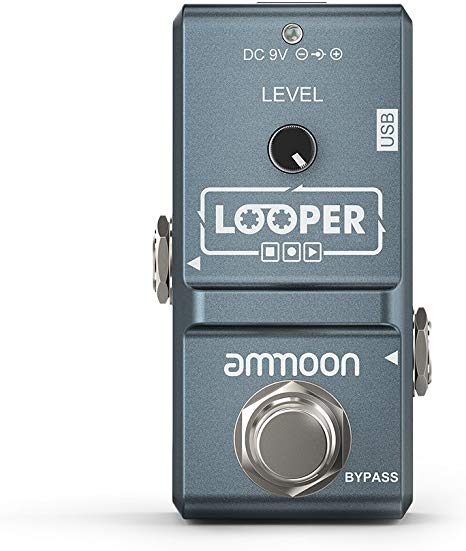 ammoon Electric Guitar Effect Pedal Looper True Bypass Unlimited Overdubs 10 Minutes Recording with USB Cable