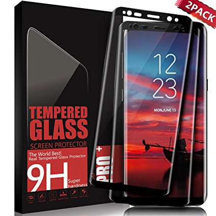Galaxy S8 Plus Screen Protector, SGIN [2-Pack] Full Coverage Tempered Glass Screen Protector for Samsung S8 Plus, Anti Scratched, Anti-Fingerprint HD Display Glass Protection Film - Black