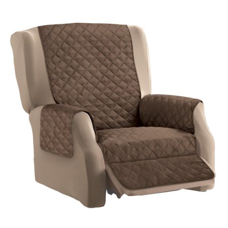 Reversible Quilted Furniture Cover, Chocolate/Tan, Recliner
