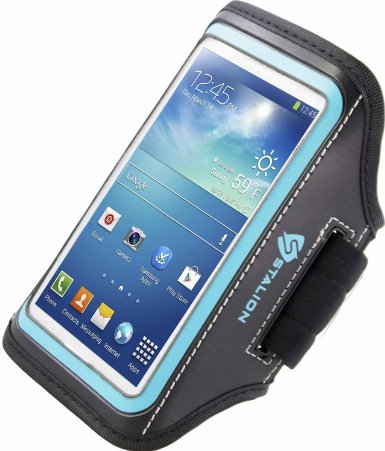 Galaxy S4 Armband : Stalion® Sports Running & Exercise Gym Sportband (Cyan Blue) Water Resistant   Sweat Proof   Key Holder