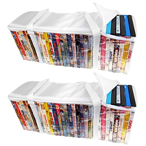 Evelots Set Of 2 DVD/Blue-Ray Storage Bags, Holds 60 Total - 30 Each