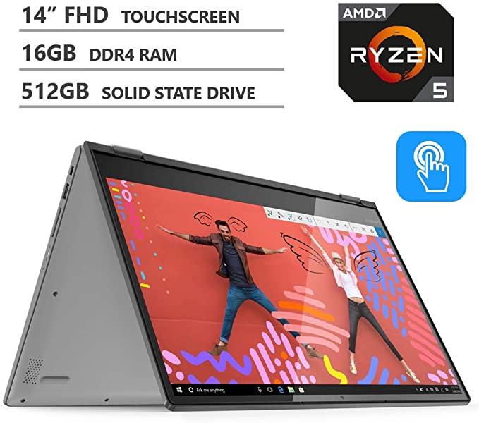 Lenovo Ideapad Flex 2-in-1 Laptop, 14" Full HD IPS Touchscreen, AMD Ryzen 5 Processor up to 3.60GHz, 16GB DDR4 RAM, 512GB PCIe NVMe M.2 SSD, HDMI, Wireless-AC, Bluetooth, Windows 10 Home, Black