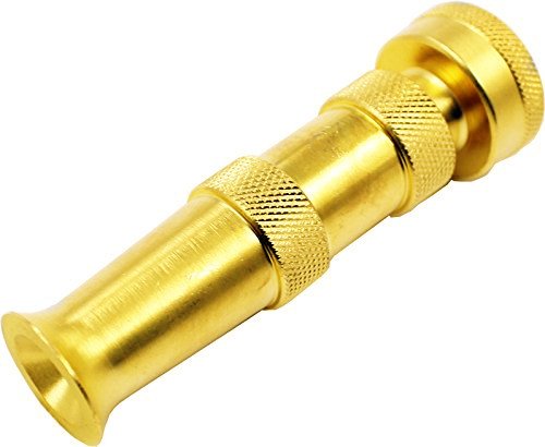 Adjustable spray - 12380 Heavy-Duty Brass Adjustable Hose Nozzle - Brass polished Anti-Rust - Fits standard garden hose - for car wash
