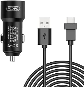 VIOFO D5000 Type-C USB Cigarette Charger with 11.4ft(3.5M) Cable for A229/A139 Pro/T130/WM1 Dash Cam