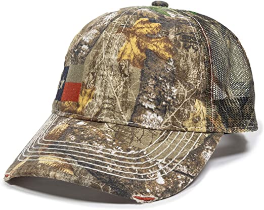 Realtree Edge Camo Embroidered State of Texas Flag Lightweight Trucker Hat – Adjustable Mesh Back Baseball Cap for Men & Women