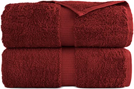 100% Cotton Eco-Friendly, Soft and Super Absorbent Large Turkish Bath Sheet Towels, 35’’ x 70’’ (Cranberry, Set of 2)