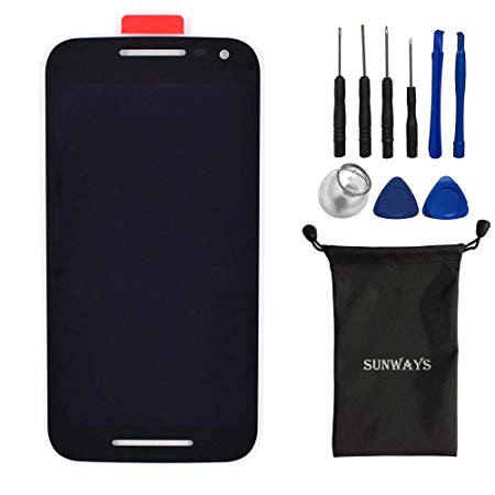 sunways Black LCD Display Digitizer Touch Flex Cable Glass Lens Screen Replacement for Motorola Moto G 3rd Gen 2015 G3 XT1552 XT1550 XT1548 XT1541 XT1540 with Device Opening Tools