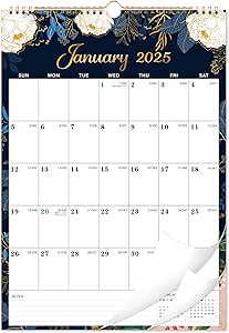 Calendar 2025 - Wall Calendar 2025, 12 x 17 In, Jan. 2025 - Dec. 2025, 12 Months Calendar 2025, Twin-Wire Binding, Hanging Hook, Thick Paper, Unruled Blocks, Julian Dates