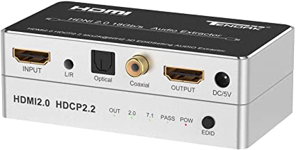 HDMI 2.0 Audio Extractor, HDMI Audio Splitter 4K HDMI to Optical Spdif Toslink Coaxial and 3.5mm Stereo Audio Converter Support 4K@60Hz HDCP 2.2 HDR 3D for Blu-ray DVD Player PS4 Xbox One