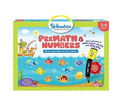 Skillmatics Educational Game: PreMath and Numbers (3-6 Years) | Erasable and Reusable Activity Mats with 2 Dry Erase Markers | Learning Tools for Boys and Girls 3, 4, 5, 6 Years