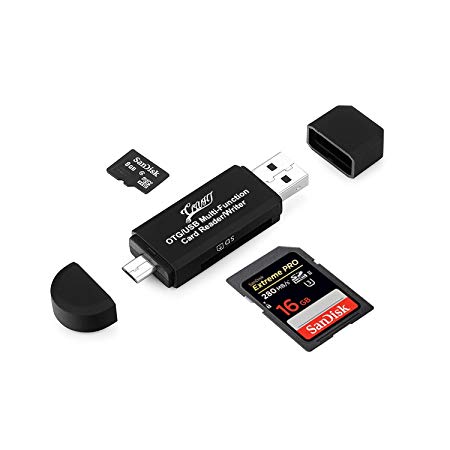HBJH®Micro USB OTG to USB 2.0 Adapter; SD/Micro SD Card Reader with standard USB Male & Micro USB Male Connector for Smartphones/Tablets with OTG Function