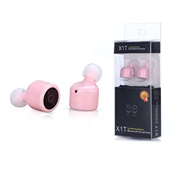 Wireless Invisible Earbuds,Lesoom Mini Sports Headphones True Wireless Bluetooth V4.2 Invisible Stereo Surround Sound Earpiece With Mic For iPhone 5 5S Galaxy S5 S6 Note 4 5 iPad Laptop -Pink