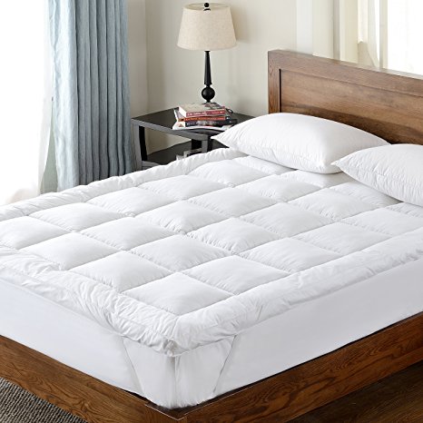 Downluxe Hypoallergenic Bed Mattress Topper Overfilled with Secure Anchor Bands ,3"H,Full Size 54x75