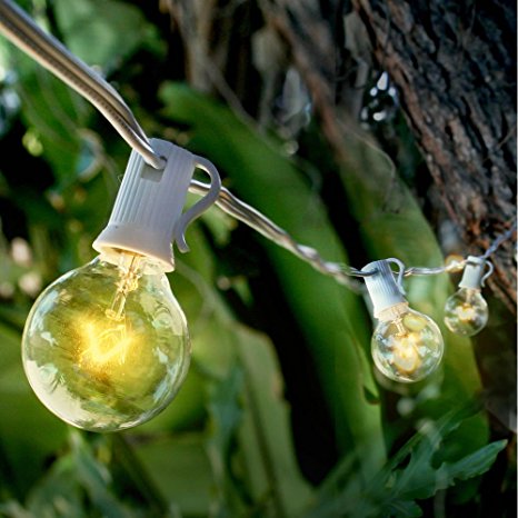 Fantado 10 Socket Outdoor Patio String Light Set, G40 Clear Globe Bulbs, 21 FT White Cord w/ E12 C7 Base by PaperLanternStore