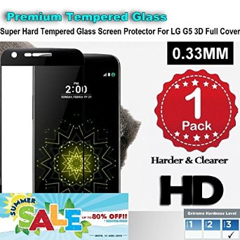 LG G5 3D Full Cover Premium Tempered Glass Screen Protector 0.33mm By Jimkev 2.5d Tempered Glass Screen Protector - Extreme Hard Series (LG G5 3D Full Cover)