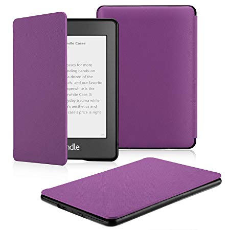 OMOTON Case Compatible with All-New Kindle Paperwhite (10th Generation-2018), Smart Shell Cover with Auto Sleep Wake Feature for Kindle Paperwhite 10th Gen 2018 Released, Purple