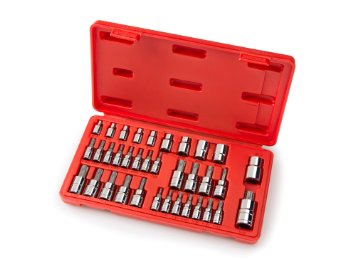 TEKTON 1354 Star Bit Socket and E Socket Set for 1/4-Inch, 3/8-Inch and 1/2-Inch Drive Ratchets, 35-Sockets