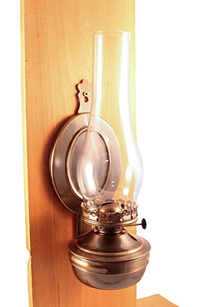 Vermont Lanterns "Mansfield" Brass Hanging Wall Oil Lamp 14" (Antique Brass)