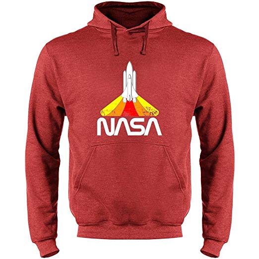 NASA Approved Blast Off Retro Worm Logo Mens Fleece Hoodie Sweatshirt