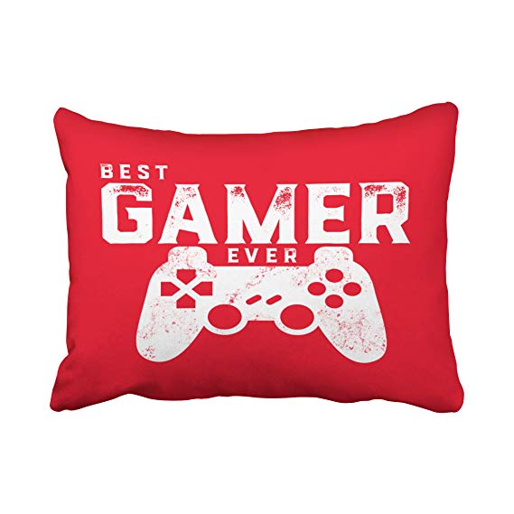 Emvency Decorative Throw Pillow Cover Standard Size 20x26 Inches Best Gamer Ever for Video Games Geek Pillowcase with Hidden Zipper Decor Fashion Cushion Gift for Home Sofa Bedroom Couch Car ¡­