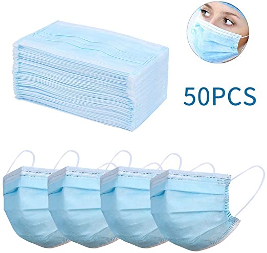 50 Pcs 𝐌𝐀𝐒𝐊 Surgical FACE Protector with Ear Loops Medical DUST 3 PLY More~ Blue