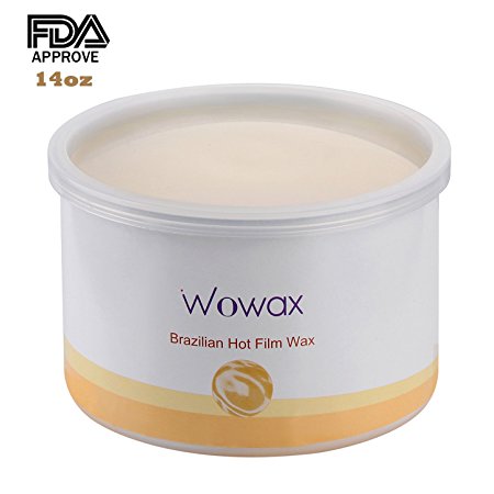 WOWAX Brazilian Wax, Stripless Hard Wax Hair Removal Wax for Whole Body and Sensitive Skin, 14 oz