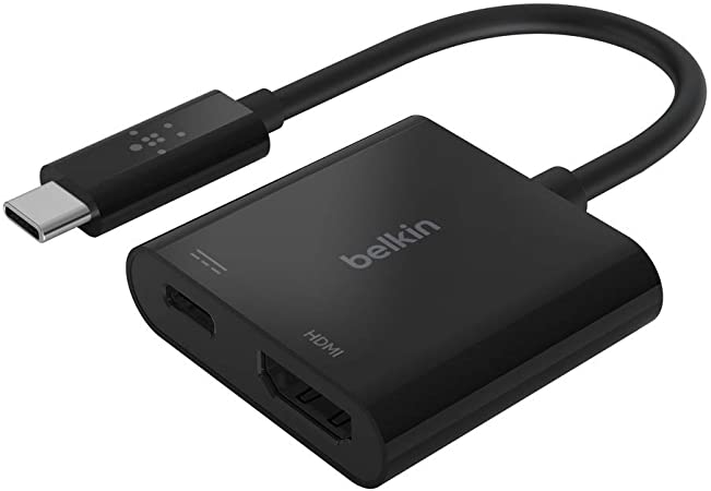 Belkin USB-C to HDMI Adapter   Charge (Supports 4K UHD Video, Passthrough Power up to 60W for Connected Devices) MacBook Pro HDMI Adapter