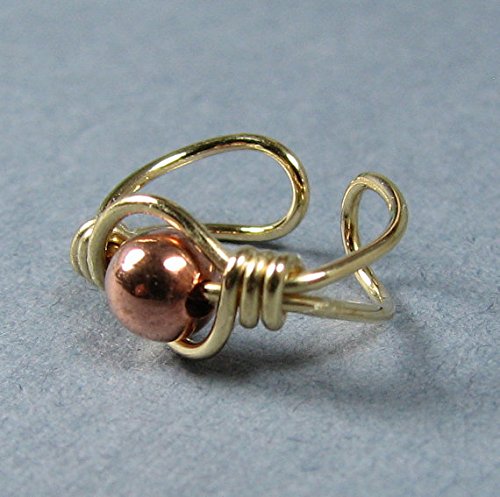Ear Cuff wire wrap 14k gold filled and copper bead