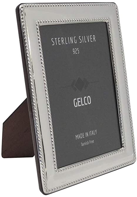 Italian 925 Sterling Silver Handmade Glossy Double Pearl Border Picture Frame (2.3x3.5)
