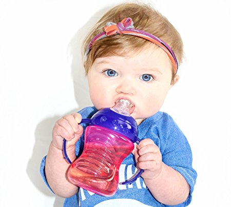 Nuby 2-Pack No-Spill Super Spout Grip N' Sip Cup, Red and Blue