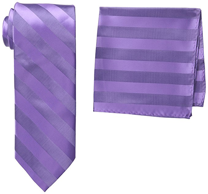 Stacy Adams Men's Solid Woven Formal Stripe Tie Set