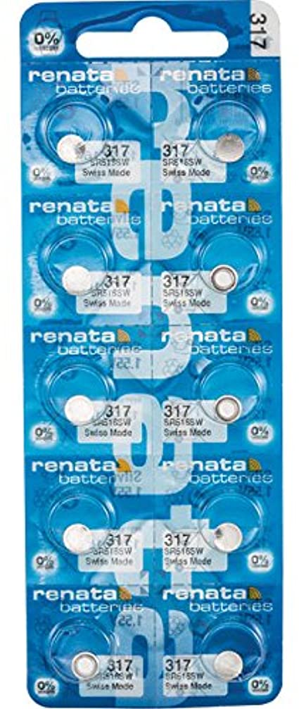 10 x Renata Swiss 317 Watch Batteries, 0% Mercury equivilate SR516SW