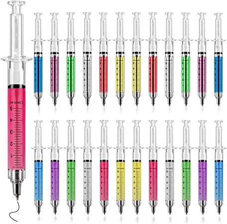 SunAngel MultiColor Macaron Syringe Pens Writes In Black Ink, Nurse Pens, Imaginary Doctor Play, Office Supplies (12Color, 24PCS)