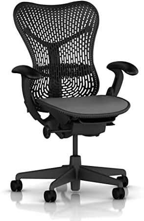 Mirra Chair by Herman Miller: Fully Featured w/Forward Tilt - Adjustable Arms - FlexFront Seat - Tilt Limiter - Lumbar Support - Hard Floor Casters - Graphite Frame/Graphite Seat