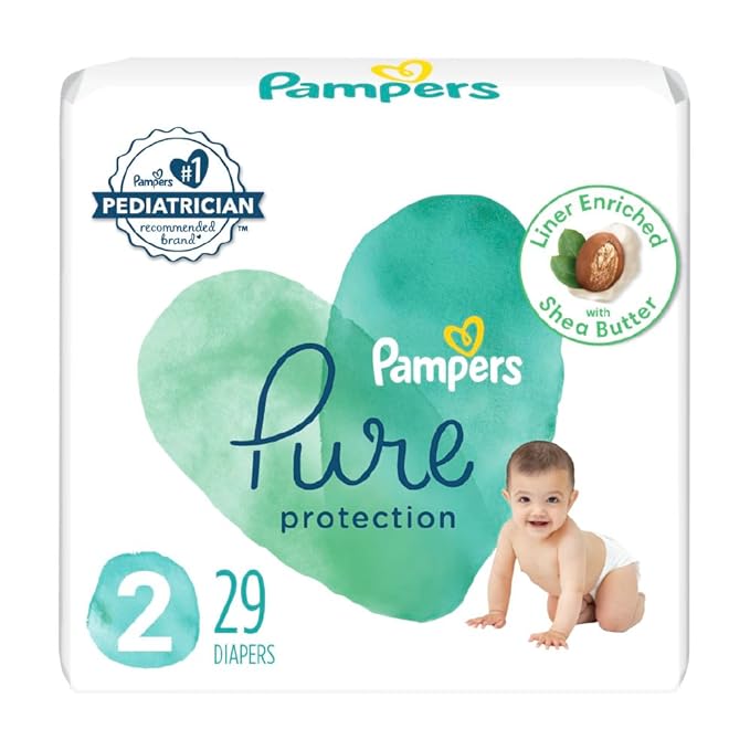 Pampers Pure Protection Baby Diapers, Small Size Taped Diapers (SM), 29 Count [Hypoallergenic and unscented protection, 0% chlorine, paraben, latex]