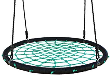 Movement God Spider Web Tree Swing with Adjustable Hanging Ropes - Extra Large 40" Diameter Kids Indoor/Outdoor Round Net Swing - Super Strong Holds 600 lbs (Green)