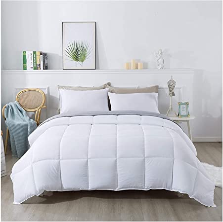 KASENTEX All Season Down Alternative Quilted Comforter Set Reversible Ultra Soft Duvet Insert Hypoallergenic Machine Washable (White, Twin Set)