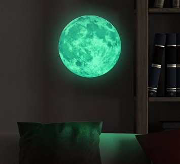 Marsway Creative 30cm Glow in the Dark Moon Night Luminous Stickers Removable Adhesive Wall Decal