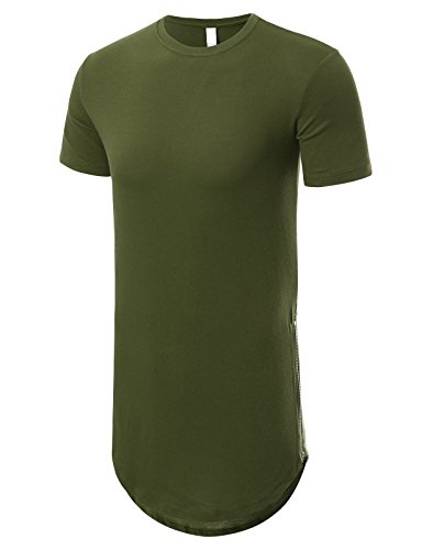 JD Apparel Mens Hipster Hip Hop T-shirt With Side Zipper Trim