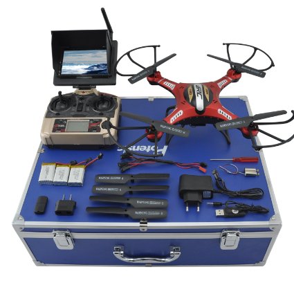 RC Quadcopter Potensicreg Premium 58 GHz JJRC H8D RTF RC Quadcopter with 2 Megapixels Camera FPV Monitor LCD Headless Mode Return Home Function with Carrying Case