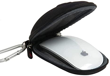 for Apple Magic Mouse (I and II 2nd Gen) Hard Nylon EVA Storage Carrying Case Bag with Carabiner by Hermitshell (Black)