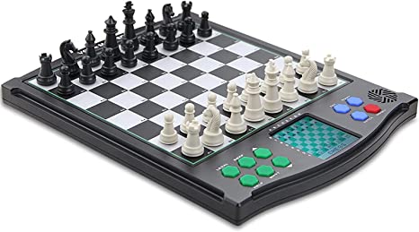 Vonset M986 Chess Set, Electronic Chess Board Set, Travel Chess Board, Chess Computer for Kids, Learning Chess Board and Cards for Beginners, Play and Learn Chess Partner, for Adults to Practice Chess