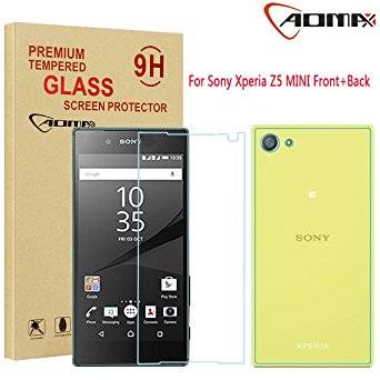 Aomax® For Sony Xperia Z5 Mini Z5 Compact Front   Back Tempered Glass Screen Protector [Superslim 0.26mm,2.5D Round Edge,9H Hardness] [Retail Package] For Sony Xperia Front   Back Z5 Compact / Z5 Mini